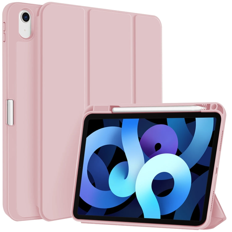 For iPad Air 5 / 4 3-fold TPU Smart Leather Tablet Case with Pen Slot(Pink) - iPad Air (2022) / (2020) 10.9 Cases by buy2fix | Online Shopping UK | buy2fix