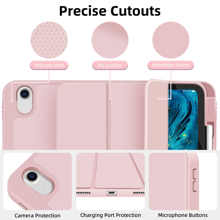 For iPad Air 5 / 4 3-fold TPU Smart Leather Tablet Case with Pen Slot(Pink) - iPad Air (2022) / (2020) 10.9 Cases by buy2fix | Online Shopping UK | buy2fix
