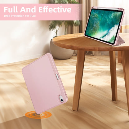 For iPad Air 5 / 4 3-fold TPU Smart Leather Tablet Case with Pen Slot(Pink) - iPad Air (2022) / (2020) 10.9 Cases by buy2fix | Online Shopping UK | buy2fix