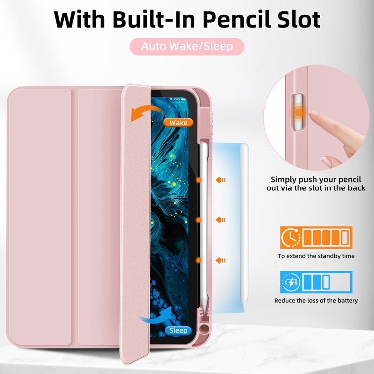 For iPad Air 5 / 4 3-fold TPU Smart Leather Tablet Case with Pen Slot(Pink) - iPad Air (2022) / (2020) 10.9 Cases by buy2fix | Online Shopping UK | buy2fix