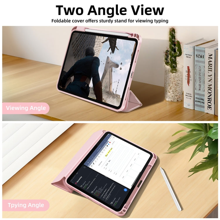 For iPad Air 5 / 4 3-fold TPU Smart Leather Tablet Case with Pen Slot(Pink) - iPad Air (2022) / (2020) 10.9 Cases by buy2fix | Online Shopping UK | buy2fix