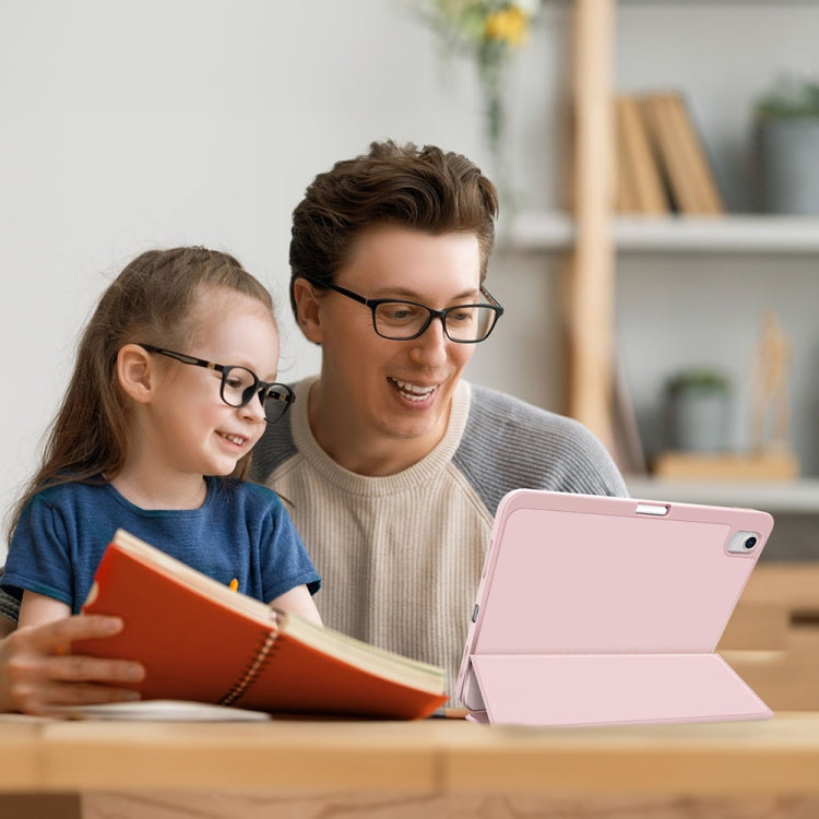 For iPad Air 5 / 4 3-fold TPU Smart Leather Tablet Case with Pen Slot(Pink) - iPad Air (2022) / (2020) 10.9 Cases by buy2fix | Online Shopping UK | buy2fix