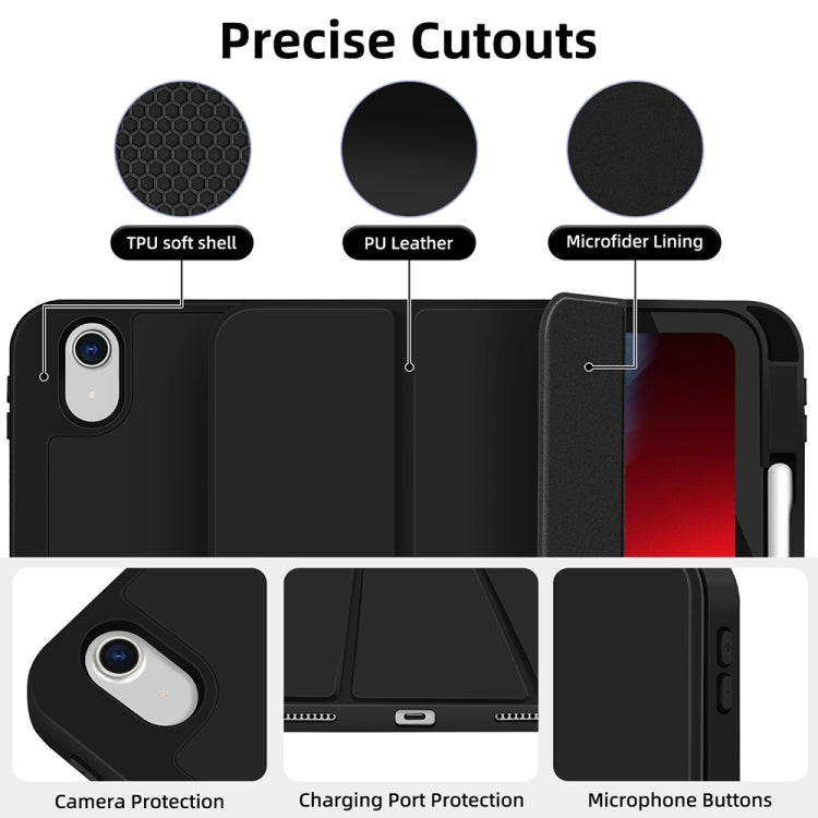 For iPad Air 5 / 4 3-fold TPU Smart Leather Tablet Case with Pen Slot(Black) - iPad Air (2022) / (2020) 10.9 Cases by buy2fix | Online Shopping UK | buy2fix
