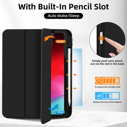 For iPad Air 5 / 4 3-fold TPU Smart Leather Tablet Case with Pen Slot(Black) - iPad Air (2022) / (2020) 10.9 Cases by buy2fix | Online Shopping UK | buy2fix