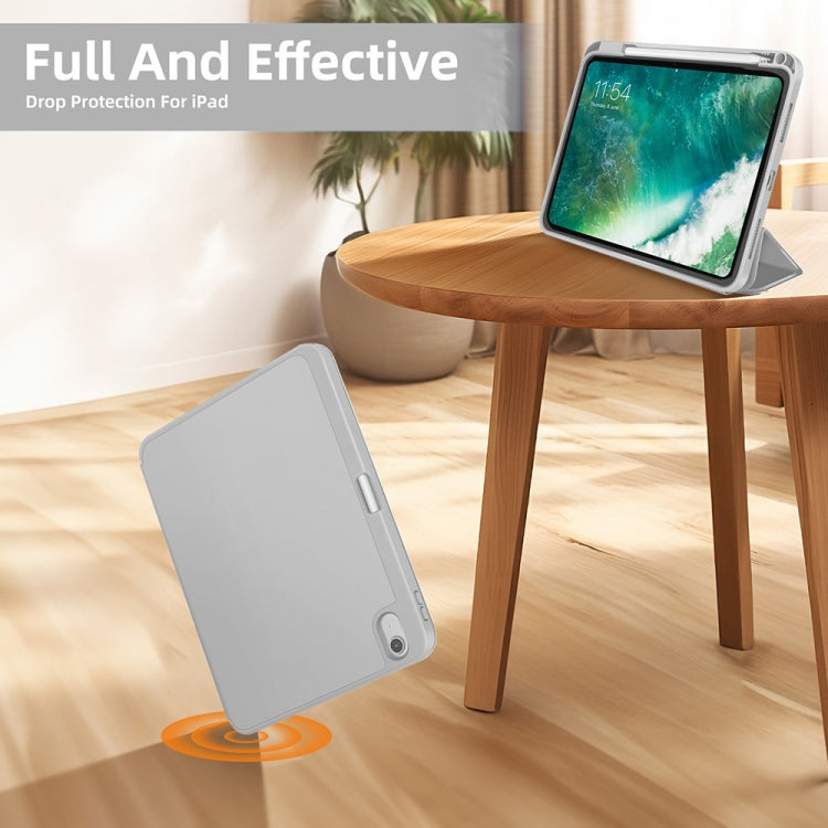For iPad Air 5 / 4 3-fold TPU Smart Leather Tablet Case with Pen Slot(Grey) - iPad Air (2022) / (2020) 10.9 Cases by buy2fix | Online Shopping UK | buy2fix