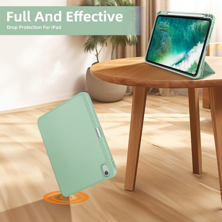 For iPad Air 5 / 4 3-fold TPU Smart Leather Tablet Case with Pen Slot(Green) - iPad Air (2022) / (2020) 10.9 Cases by buy2fix | Online Shopping UK | buy2fix