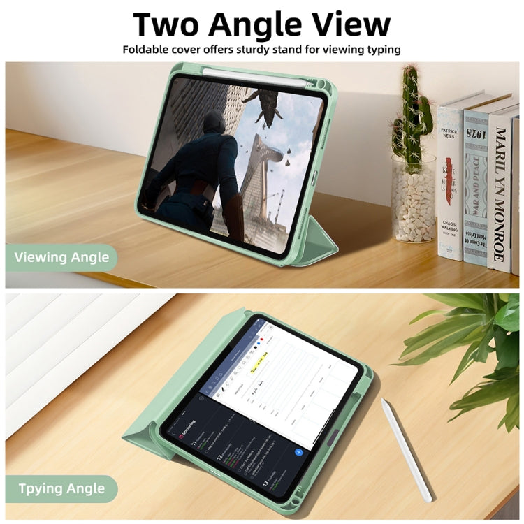 For iPad Air 5 / 4 3-fold TPU Smart Leather Tablet Case with Pen Slot(Green) - iPad Air (2022) / (2020) 10.9 Cases by buy2fix | Online Shopping UK | buy2fix