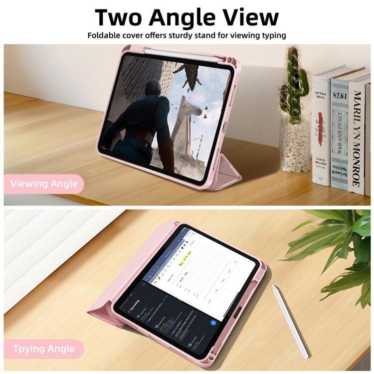 For iPad Air 11 2024 3-fold TPU Smart Leather Tablet Case with Pen Slot(Pink) - iPad Air 11 2024 Cases by buy2fix | Online Shopping UK | buy2fix