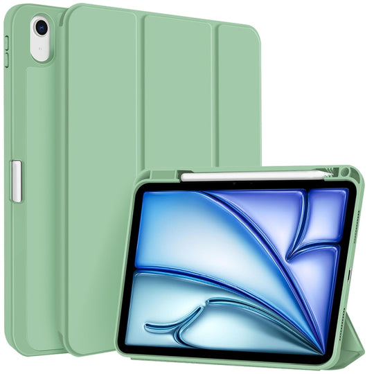For iPad Air 11 2026 / 2025 / 2024 3-fold TPU Smart Leather Tablet Case with Pen Slot(Green)