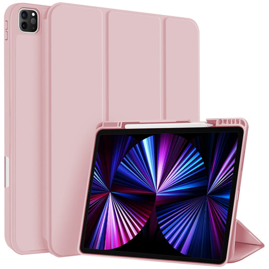 For iPad Pro 11 2022 / 2021 / 2020 3-fold TPU Smart Leather Tablet Case with Pen Slot(Pink) - iPad Pro 11 (2022/2021) Cases by buy2fix | Online Shopping UK | buy2fix