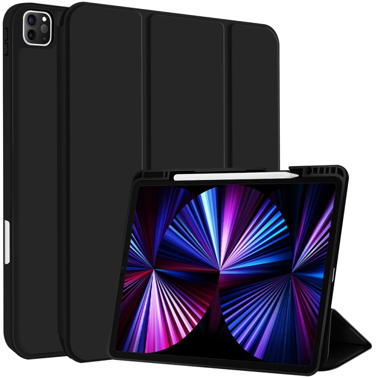 For iPad Pro 11 2022 / 2021 / 2020 3-fold TPU Smart Leather Tablet Case with Pen Slot(Black) - iPad Pro 11 (2022/2021) Cases by buy2fix | Online Shopping UK | buy2fix
