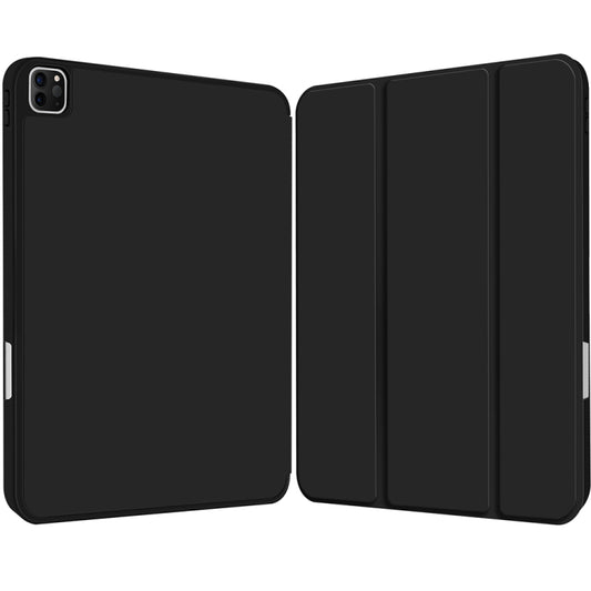 For iPad Pro 11 2022 / 2021 / 2020 3-fold TPU Smart Leather Tablet Case with Pen Slot(Black) - iPad Pro 11 (2022/2021) Cases by buy2fix | Online Shopping UK | buy2fix