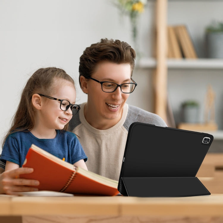 For iPad Pro 11 2022 / 2021 / 2020 3-fold TPU Smart Leather Tablet Case with Pen Slot(Black) - iPad Pro 11 (2022/2021) Cases by buy2fix | Online Shopping UK | buy2fix