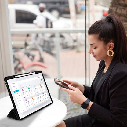 For iPad Pro 11 2022 / 2021 / 2020 3-fold TPU Smart Leather Tablet Case with Pen Slot(Black) - iPad Pro 11 (2022/2021) Cases by buy2fix | Online Shopping UK | buy2fix