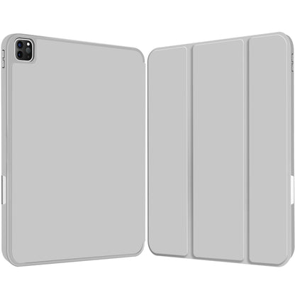 For iPad Pro 11 2022 / 2021 / 2020 3-fold TPU Smart Leather Tablet Case with Pen Slot(Grey) - iPad Pro 11 (2022/2021) Cases by buy2fix | Online Shopping UK | buy2fix