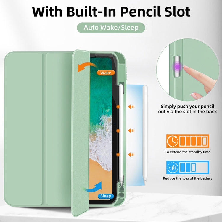 For iPad Pro 11 2022 / 2021 / 2020 3-fold TPU Smart Leather Tablet Case with Pen Slot(Green) - iPad Pro 11 (2022/2021) Cases by buy2fix | Online Shopping UK | buy2fix