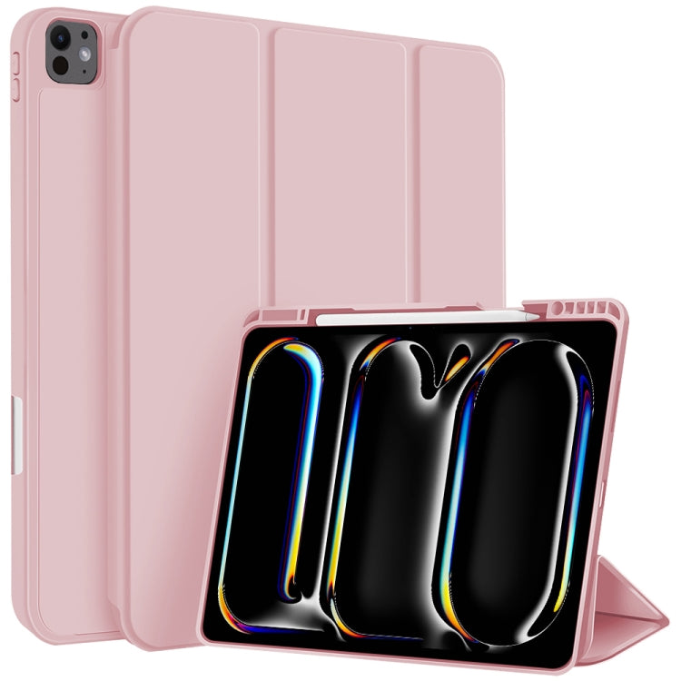 For iPad Pro 11 2024 3-fold TPU Smart Leather Tablet Case with Pen Slot(Pink) - iPad Pro 11 2024 Cases by buy2fix | Online Shopping UK | buy2fix