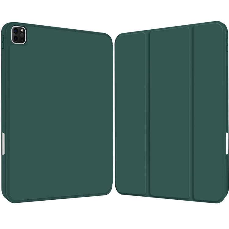 For iPad Pro 12.9 3-fold TPU Smart Leather Tablet Case with Pen Slot(Dark Green) - iPad Pro 12.9 (2020) Cases by buy2fix | Online Shopping UK | buy2fix