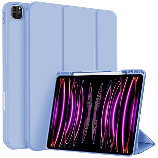 For iPad Pro 12.9 3-fold TPU Smart Leather Tablet Case with Pen Slot(Ice Blue) - iPad Pro 12.9 (2020) Cases by buy2fix | Online Shopping UK | buy2fix