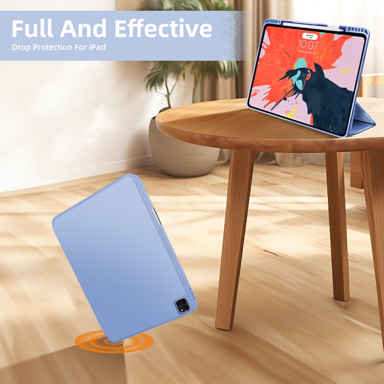 For iPad Pro 12.9 3-fold TPU Smart Leather Tablet Case with Pen Slot(Ice Blue) - iPad Pro 12.9 (2020) Cases by buy2fix | Online Shopping UK | buy2fix