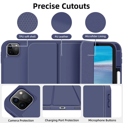 For iPad Pro 12.9 3-fold TPU Smart Leather Tablet Case with Pen Slot(Royal Blue) - iPad Pro 12.9 (2020) Cases by buy2fix | Online Shopping UK | buy2fix