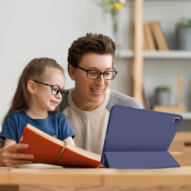 For iPad Pro 12.9 3-fold TPU Smart Leather Tablet Case with Pen Slot(Royal Blue) - iPad Pro 12.9 (2020) Cases by buy2fix | Online Shopping UK | buy2fix