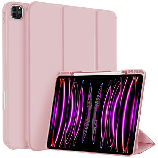 For iPad Pro 12.9 3-fold TPU Smart Leather Tablet Case with Pen Slot(Pink) - iPad Pro 12.9 (2020) Cases by buy2fix | Online Shopping UK | buy2fix