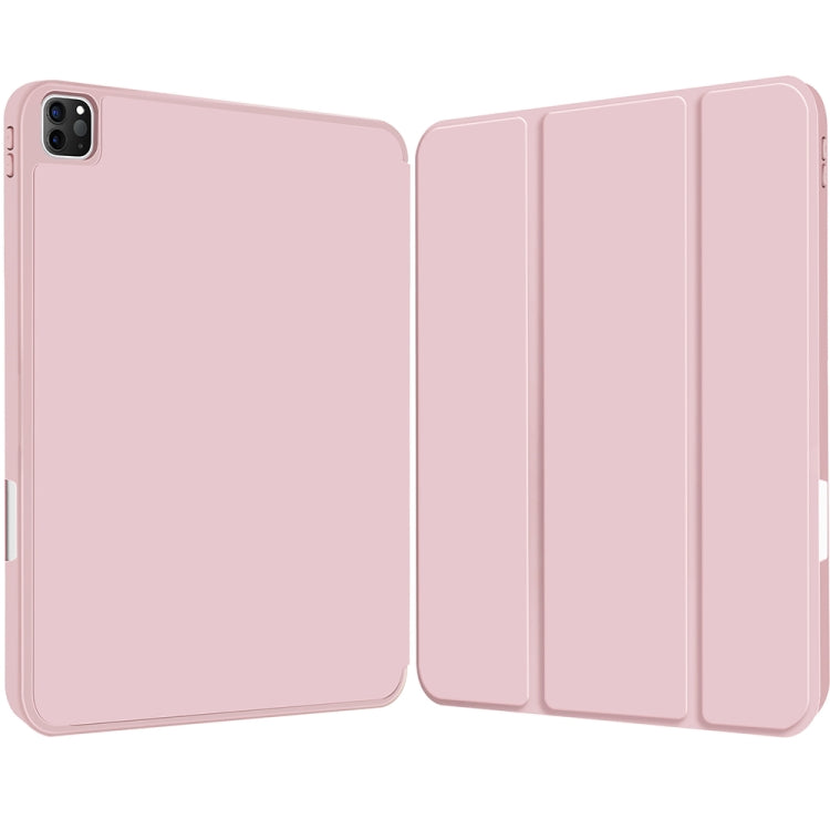 For iPad Pro 12.9 3-fold TPU Smart Leather Tablet Case with Pen Slot(Pink) - iPad Pro 12.9 (2020) Cases by buy2fix | Online Shopping UK | buy2fix