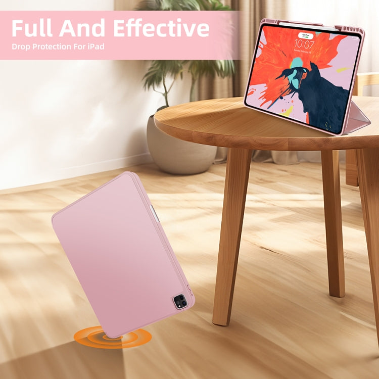 For iPad Pro 12.9 3-fold TPU Smart Leather Tablet Case with Pen Slot(Pink) - iPad Pro 12.9 (2020) Cases by buy2fix | Online Shopping UK | buy2fix