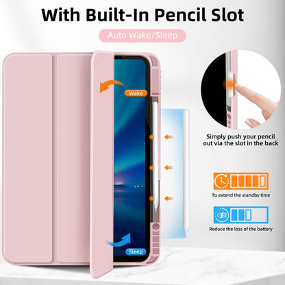 For iPad Pro 12.9 3-fold TPU Smart Leather Tablet Case with Pen Slot(Pink) - iPad Pro 12.9 (2020) Cases by buy2fix | Online Shopping UK | buy2fix