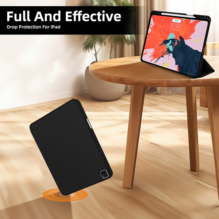 For iPad Pro 12.9 3-fold TPU Smart Leather Tablet Case with Pen Slot(Black) - iPad Pro 12.9 (2020) Cases by buy2fix | Online Shopping UK | buy2fix