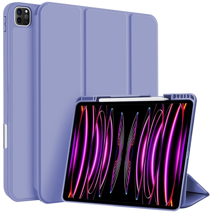 For iPad Pro 12.9 3-fold TPU Smart Leather Tablet Case with Pen Slot(Lavender Purple) - iPad Pro 12.9 (2020) Cases by buy2fix | Online Shopping UK | buy2fix