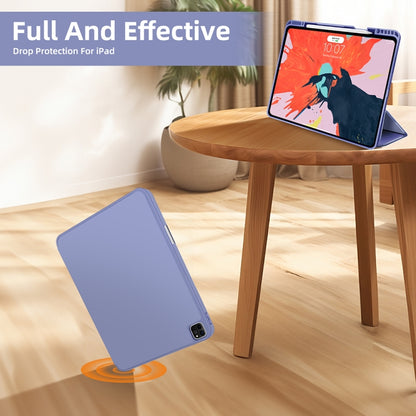 For iPad Pro 12.9 3-fold TPU Smart Leather Tablet Case with Pen Slot(Lavender Purple) - iPad Pro 12.9 (2020) Cases by buy2fix | Online Shopping UK | buy2fix
