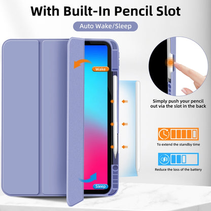 For iPad Pro 12.9 3-fold TPU Smart Leather Tablet Case with Pen Slot(Lavender Purple) - iPad Pro 12.9 (2020) Cases by buy2fix | Online Shopping UK | buy2fix