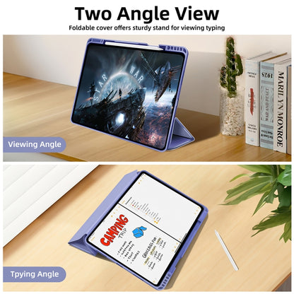 For iPad Pro 12.9 3-fold TPU Smart Leather Tablet Case with Pen Slot(Lavender Purple) - iPad Pro 12.9 (2020) Cases by buy2fix | Online Shopping UK | buy2fix