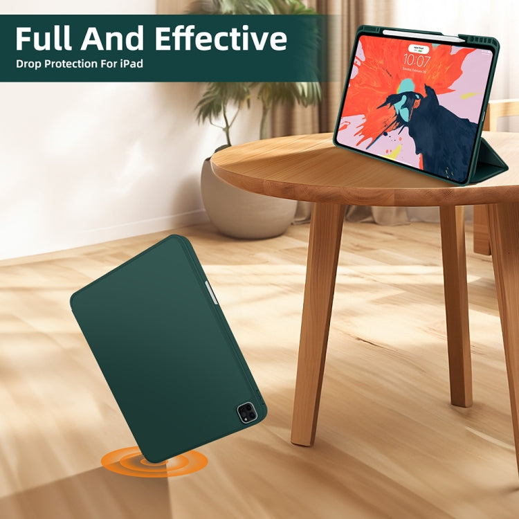 For iPad Pro 13 2024 3-fold TPU Smart Leather Tablet Case with Pen Slot(Dark Green) - iPad Pro 13 2024 Cases by buy2fix | Online Shopping UK | buy2fix