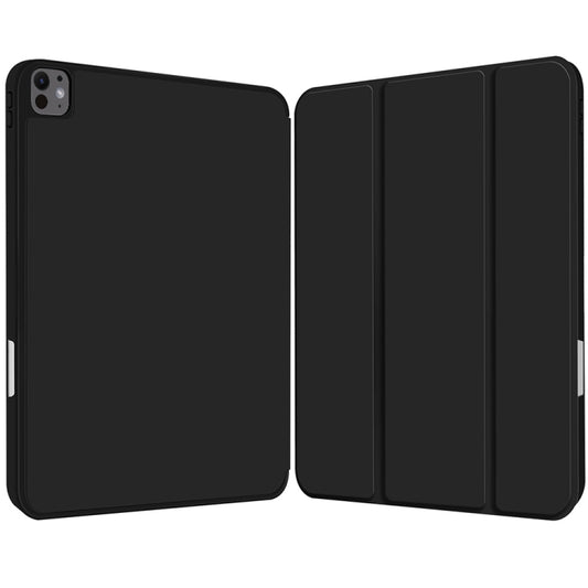 For iPad Pro 13 2025 / 2024 3-fold TPU Smart Leather Tablet Case with Pen Slot(Black) by buy2fix