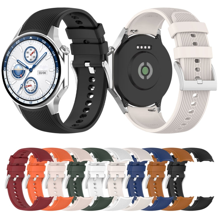 For OPPO Watch X / OnePlus Watch 2 Vertical Texture Silicone Watch Band(White) - Watch Bands by buy2fix | Online Shopping UK | buy2fix