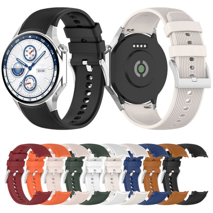 For OPPO Watch X / OnePlus Watch 2 Vertical Texture Silicone Watch Band(White) - Watch Bands by buy2fix | Online Shopping UK | buy2fix