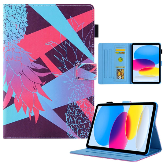 For iPad Pro 11 2024 Colored Drawing Leather Smart Tablet Case(Dazzling Pineapple) - iPad Pro 11 2024 Cases by buy2fix | Online Shopping UK | buy2fix