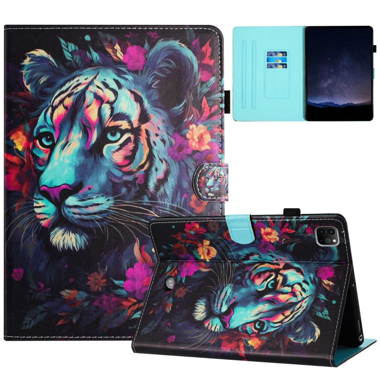 For iPad Pro 11 2024 Painted Litchi Leather Sewing Smart Tablet Case(Tiger) - iPad Pro 11 2024 Cases by buy2fix | Online Shopping UK | buy2fix