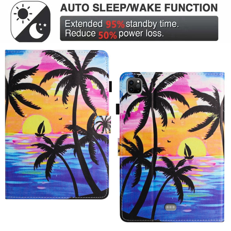 For iPad Pro 11 2024 Painted Litchi Leather Sewing Smart Tablet Case(Coconut Tree) - iPad Pro 11 2024 Cases by buy2fix | Online Shopping UK | buy2fix