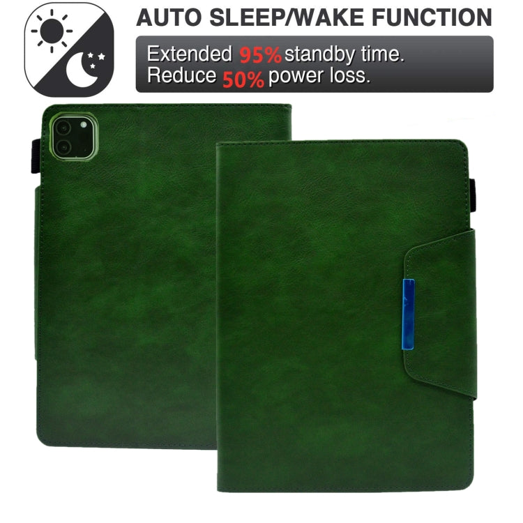 For iPad Pro 11 2025 / 2024 Suede Cross Texture Magnetic Clasp Leather Smart Tablet Case(Green) by buy2fix