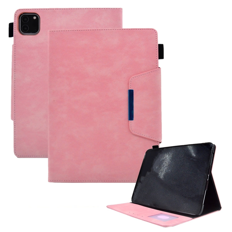 For iPad Pro 11 2025 / 2024 Suede Cross Texture Magnetic Clasp Leather Smart Tablet Case(Pink) by buy2fix