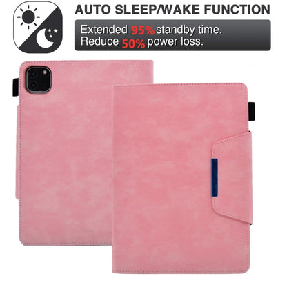 For iPad Pro 11 2025 / 2024 Suede Cross Texture Magnetic Clasp Leather Smart Tablet Case(Pink) by buy2fix