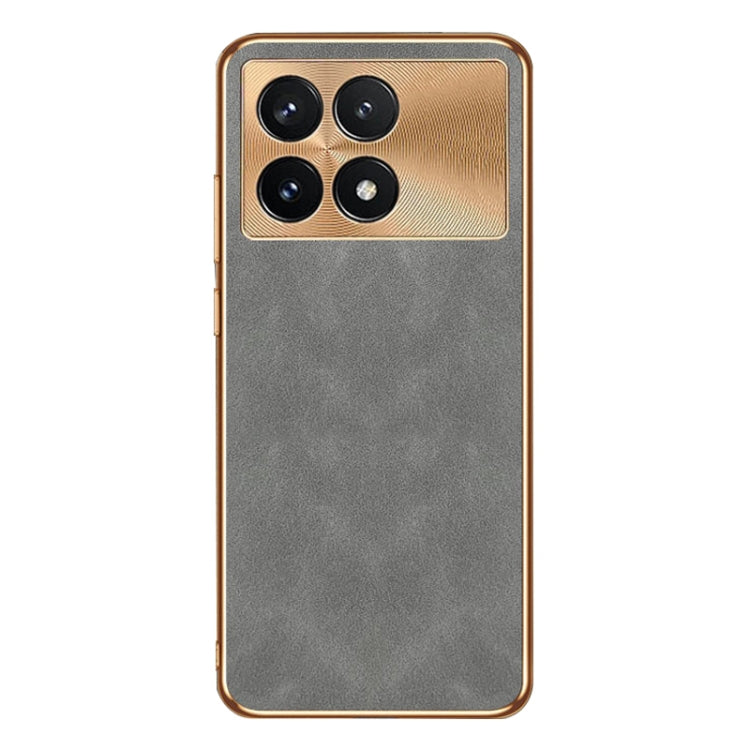 For Xiaomi Redmi K70 Pro Electroplating Lambskin Leather Phone Case(Grey) - K70 Pro Cases by buy2fix | Online Shopping UK | buy2fix