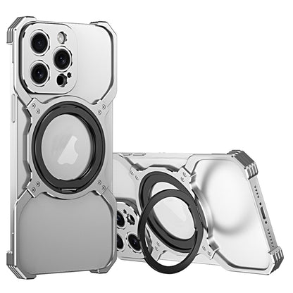 For iPhone 13 Pro Mechanical Arm Borderless MagSafe Holder Metal Phone Case(Silver) - iPhone 13 Pro Cases by buy2fix | Online Shopping UK | buy2fix