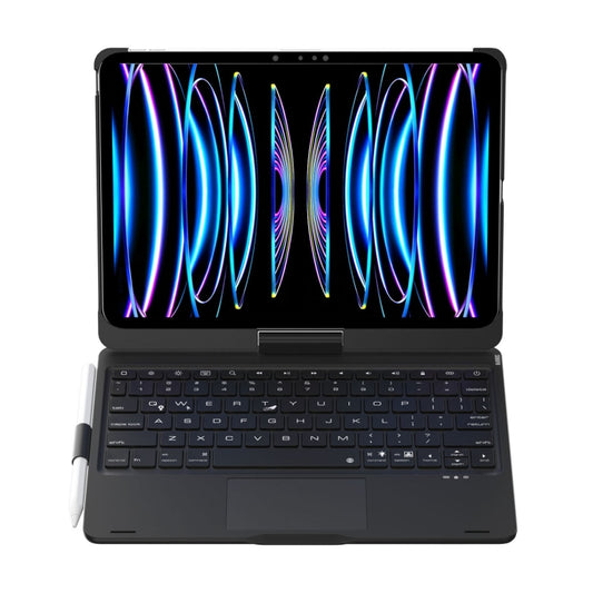For iPad Pro 11 2024 F11AT 360 Degree Rotating Acrylic Bluetooth Keyboard Leather Case with Backlight(Black) by buy2fix