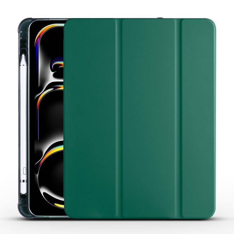 For iPad Pro 11 2024 3-fold TPU Leather Smart Tablet Case with Pen Slot(Pine Green) - iPad Pro 11 2024 Cases by buy2fix | Online Shopping UK | buy2fix