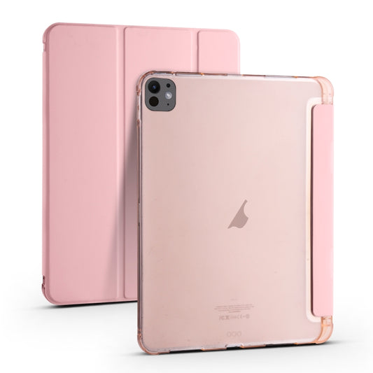 For iPad Pro 13 2025 / 2024 3-fold TPU Leather Smart Tablet Case with Pen Slot(Pink) by buy2fix